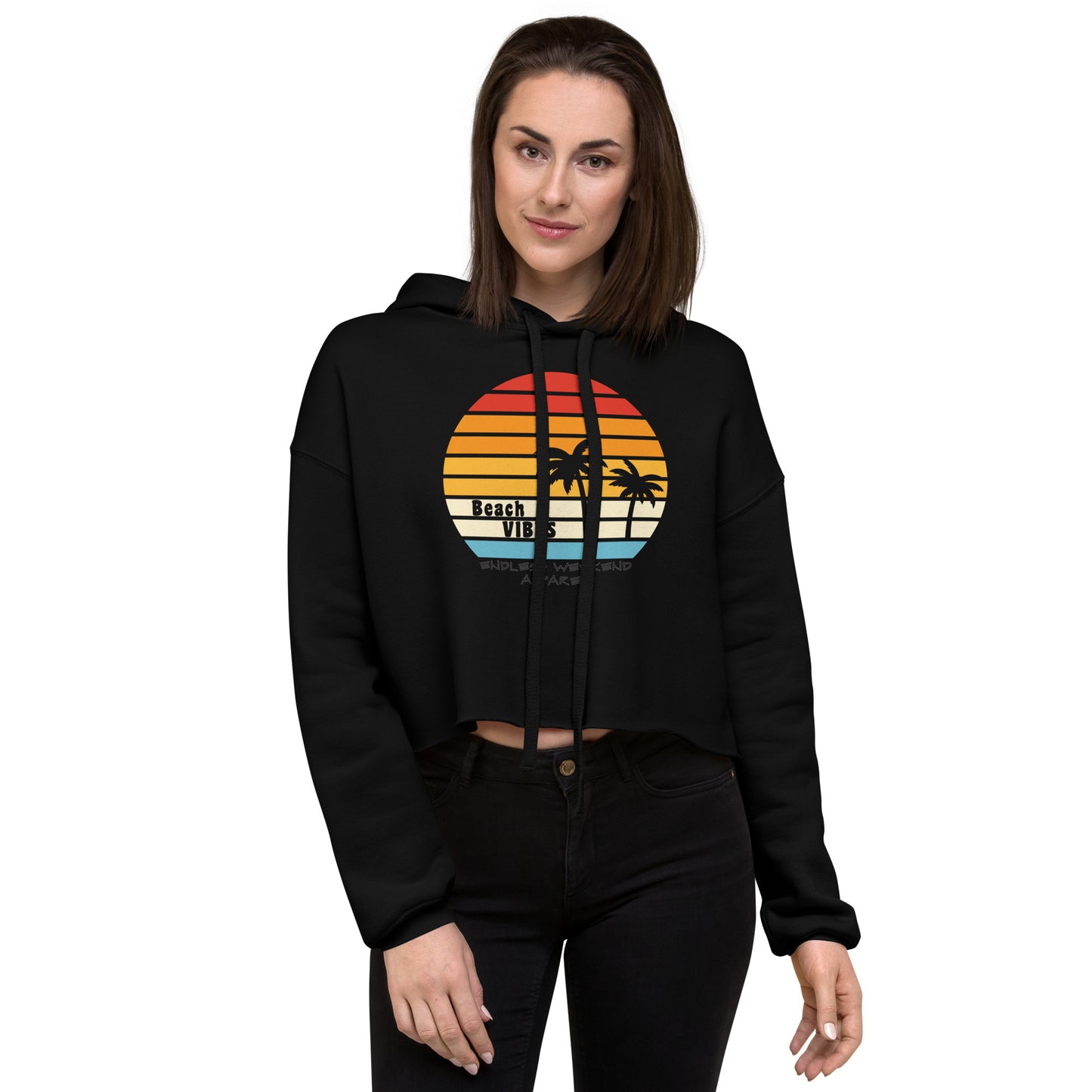 Beach Vibes Crop Hoodie by Endless Weekend Apparel - Don't Monday My Sunday lifestyle hoodie