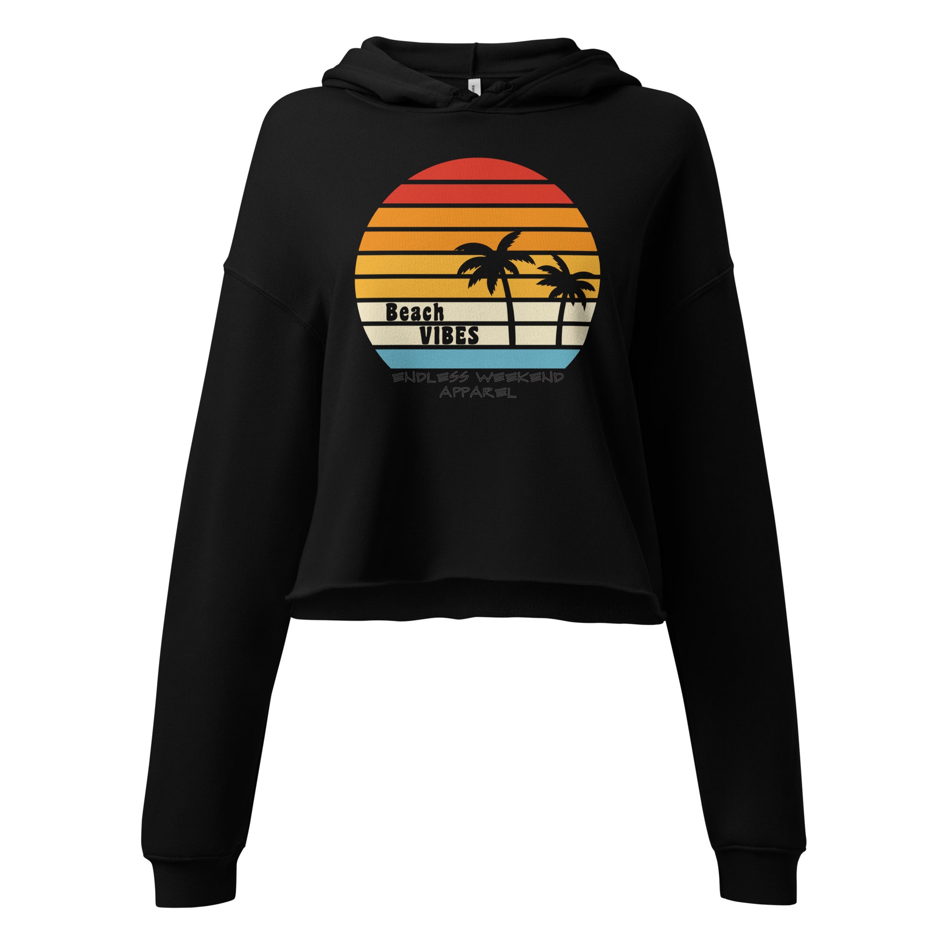 Beach Vibes Crop Hoodie - casual hoodie for beach and weekend lifestyle